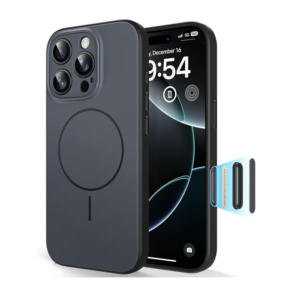 TAURI iPhone 16 Pro Case Slim Magnetic MagSafe Full Camera Protection Black